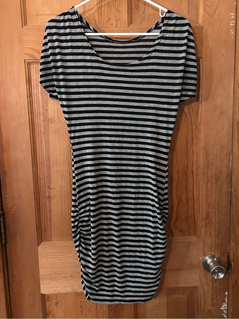 Striped Black and Gray Women’s Short Sleeve Dress